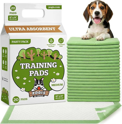 Pogi’s Puppy Pads with Sticky Tabs – Medium, Super Absorbent, Odor Blocking, 40-Count (18x24in)