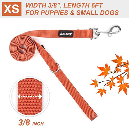 azuza 3 Pack Fall Nylon Dog Leashes Strong & Durable Basic Dog Leash with Easy to Use Collar Hook for Puppy and Small Dogs, XS (6FT, 3/8")