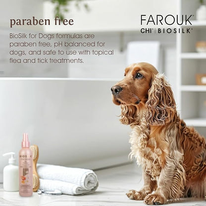 BioSilk for Dogs Silk Therapy Irresistible Deodorizing and Conditioning Spray, Jasmine and Honey Scent, Hydrolyzed Silk Proteins, Paraben Free, pH Balanced for Dogs, Safe 8 Weeks+, 8 fl oz