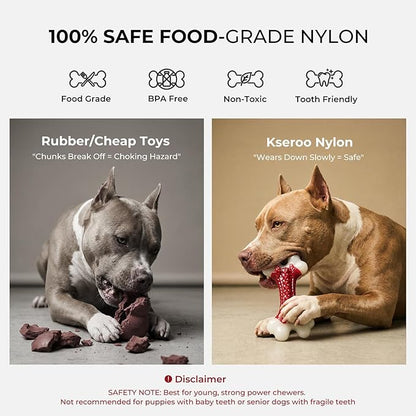 2-Pack Dog Toys for Aggressive Chewers, Indestructible 8" Tough Nylon Bone, Teething & Boredom Relief Chew for Large Dogs, Beef Flavor