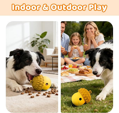 Dog Treat Toys for Puppy, Silicone Dog Toy Treat Dispenser Slow Feeder, Dog Interactive Toys for Boredom, Dog Enrichment Toys to Keep Them Busy, Interactive Dog Toy 1 Pack (Yellow)