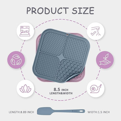 2 Pack Lick Mat for Dogs,Cats,Upgraded 8.5×8.5 inches Licking Mats with Suction Cups,Slow Feeder Licking Pad for Anxiety Relief and Boredom Reducer,Suitable for Dog Training Set 4