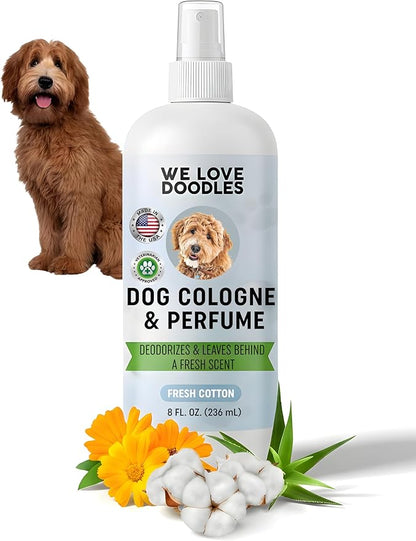 Dog Cologne & Perfume, Deodorizing, Long Lasting After Bath, Deodorant For Smelly Dogs, Pawfume For Pets, Odor Eliminator Spray Puppies, Fresh Cotton [We Love Doodles]