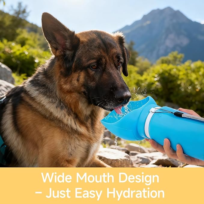 Dog Water Bottle, Leakproof Portable Water Bowl for Dog, Lightweight Water Bottle for Dogs, Food Grade Silicone, Collapsible Travel Pet Water Bottle for Outdoor Hiking Camping (Blue, 18.6 Ounces)