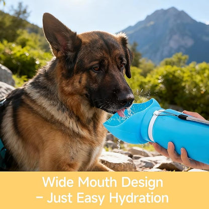 Dog Water Bottle, Leakproof Portable Water Bowl for Dog, Lightweight Water Bottle for Dogs, Food Grade Silicone, Collapsible Travel Pet Water Bottle for Outdoor Hiking Camping (Blue, 18.6 Ounces)