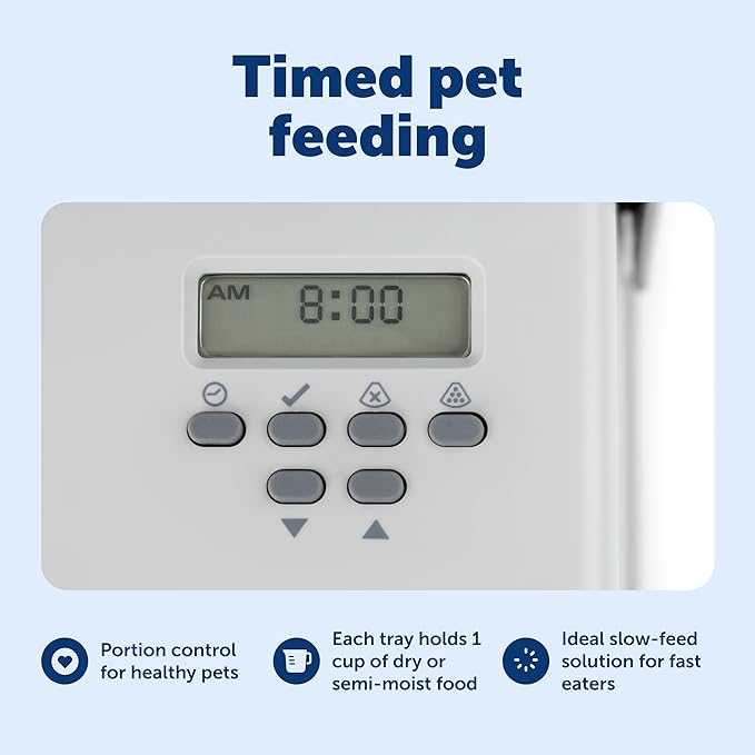 PetSafe Automatic Dog Feeder, 5 Meals, 40 oz Capacity, Plastic, for Dry Food, Multiple Pets