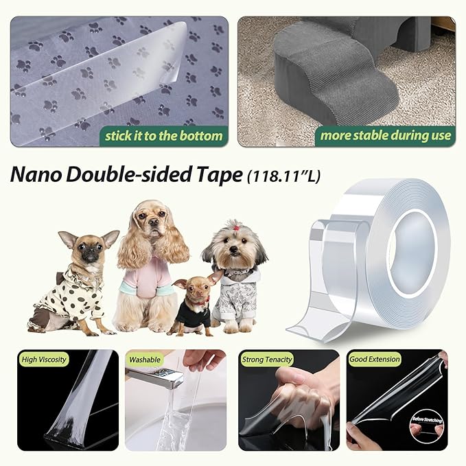 6 Tier Dog Stairs/Steps for High Bed, 27.5”H Non-Slip Pet Stairs Adjust to Left Side of Bed, Pet Steps for Small Dogs, Old Pets, and Injured Dogs, Gray