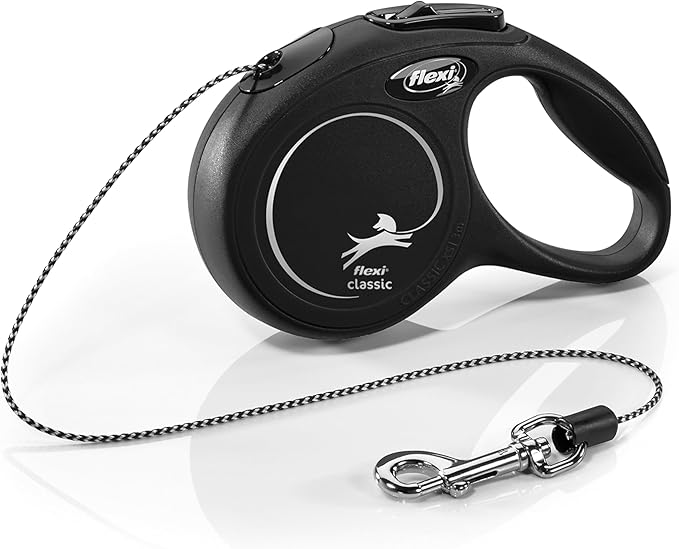 FLEXI New Classic Cord Retractable Cat Leash - X-Small – 10 ft., Black | Tangle-Free Pet Walking Leash with One-Handed Brake, Pause, Lock | German Quality Product