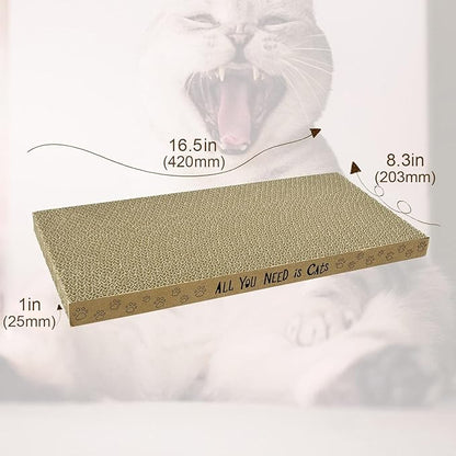 AccEncyc Cardboard Cat Scratcher Pads Cat Scratching Board for Indoor 16.5”Lx8.3”Wx1”H Dual-Side Corrugated Cats Scratching Post Reusable Cats Supplies - 6 Pack