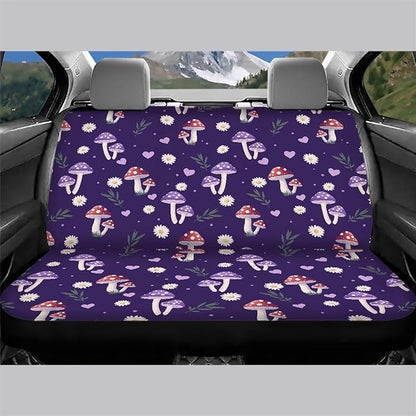 AFPANQZ Purple Mushroom Full Wrap Car Seat Covers Rear Bench Protection Cushion Backseat Mats Against Dirt & Pet Fur Dust-Proof Universal Car Accessories Decoration Set
