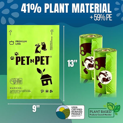 Pet N Pet 720 Counts, Unscented Dog Poop Bags Rolls, 41% Plant Based & 59% PE Poop Bags For Dogs with Dispenser, 48 Rolls Extra Thick Dog Waste Bag, Doggie Poo Bag