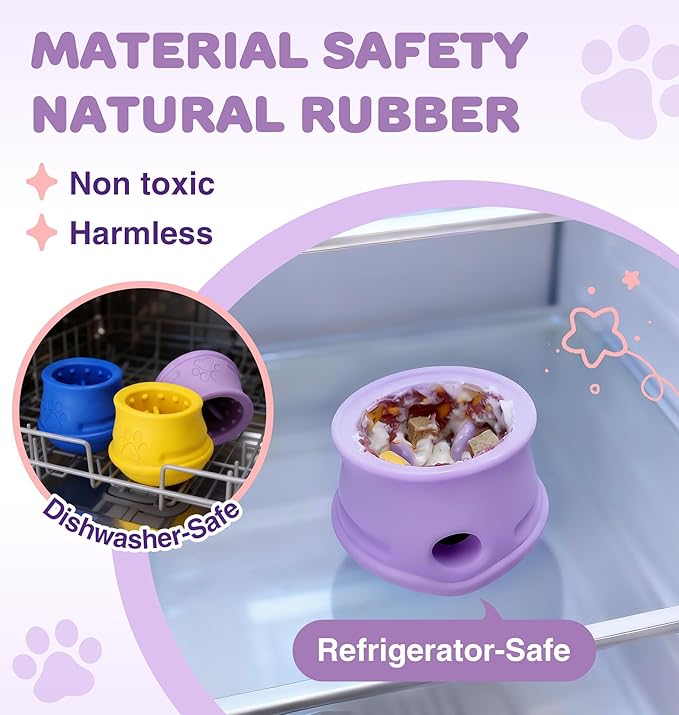 Dog Enrichment Toys to Keep Them Busy, Treat Dispensing Dog Toy, Slow Feeder-Swinging Stuffable & Anxiety Relief & Nature Rubber & Gentle to teeth, Interactive Dog Toys - Dishwasher Safe, Purple, M