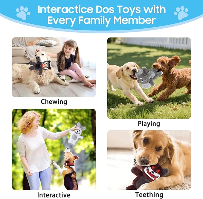 Bzonsmart Dog Squeaky Toys.Tough Plush Chew Toys Bundle for Small Medium Large Breed Chewer.Interactive Dog Toys to Keep Them Busy .Durable Anti-Boredom Dog Toys for Teething Chewing Playing Training