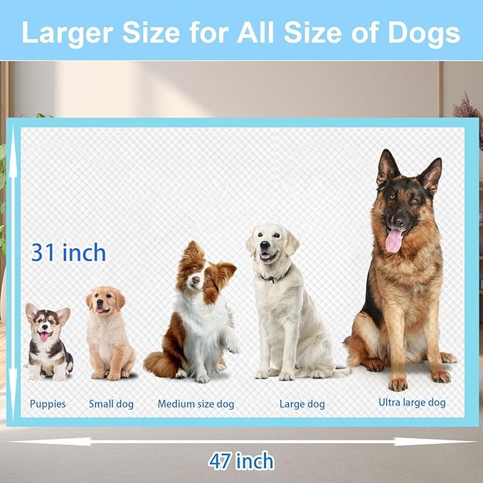 XXXL Puppy Pee Pads for Dogs 31"x47" 100 Count, Pee Pads Extra Large, Leak-Proof & Super Absorbent Dog Pee Pads, Thicken Disposable Potty Pads Puppy Training Pads for Cats Rabbits