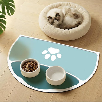 Dog Food Mat - 24''x16'' Absorbent Mat for Cat Dog Water Bowl, Non Slip Rubber Base Pet Water Mats Protect Floor, Easy Clean Cat Dogs Water Bowl Mats for Messy Drinkers, Dark Teal