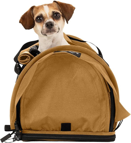 SturdiBag Pro 3.0 Pet Travel Carrier for Cats and Dogs – Soft-Sided with Safety Clips and Seatbelt Straps for Airplane or Car Travel | Small, Earthy Tan