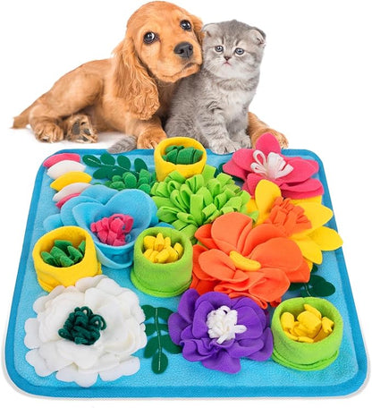 Snuffle Mat for Dogs, Sniff Mat Slow Feeding Mat for Small Pets Cats, Rabbits - Help Stress Relief and Training - Stimulate Your Pet's Foraging Skills! (Sky Blue)