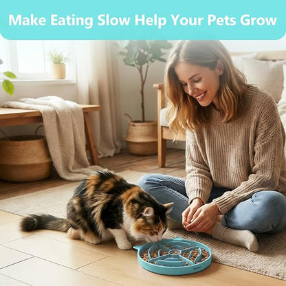 2 Pcs Silicone Slow Feeder Cat Bowl, Cat Slow Feeder for Food Training, Interactive Puzzle Bowls for Puppy, Kitten Dishes to Prevent Overeating, Treat Toys Suitable for Dry and Wet Food