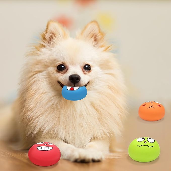 Squeaky Dog Toys, 2 inch Latex Squeaky Dog Balls Chew Toys for Puppies, Small and Medium Breeds 6 Pcs