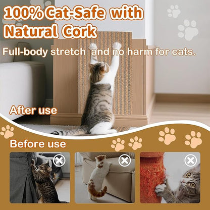 Natural Cork cat Scratch pad for Cats-cat scratchers for Indoor-cat Scratching-cat Scratcher Furniture for Wall & Floor - cat Scratching Posts ardboard Blend, No Mess Splinters Easy Clean-2 Pack