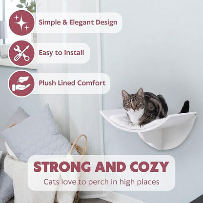 Trixie Lorena Cat Wall Mount Furniture - Elevated Cat Bed with Removable Pad, Raised Climbing Bed - White