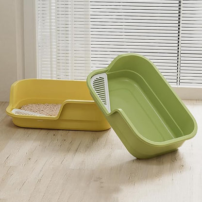 Extra Large Cat Litter Box with High Sides,Cats Boxes for Indoor Cats,Cat Litter Pan for Kitty,Litter Box with Low Entry,Easy to Clean,Anti-Splashing,23.6" x15.7" x5.9" (Grey)