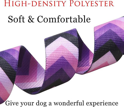 Dog Collar and Leash Set with Bohemia Floral Tribal Geometric Patterns - Soft Ethnic Style Collar Adjustable for Small Medium Large Dogs(Purple Arrow Set,M)