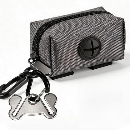 Dog Waste Bag Dispenser Pet Poop Bags Holder for Doggie Waste Bags Dispensers Soft Fabric Zipper Small Doggy Puppy Pouch for Leash Accessory Attachment with Carrier,Grey