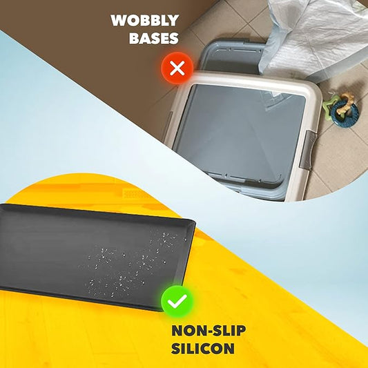 TidyFriend 2 Pack Dog Pee Pad Holder Tray - Fits Up to 24” x 24” Pee Pad Holder for Dogs - Stable Grip, Raised Edges, Quick-Wipe Silicone Surface Dog Pad Holder for Indoor Flooring Protection (Black)