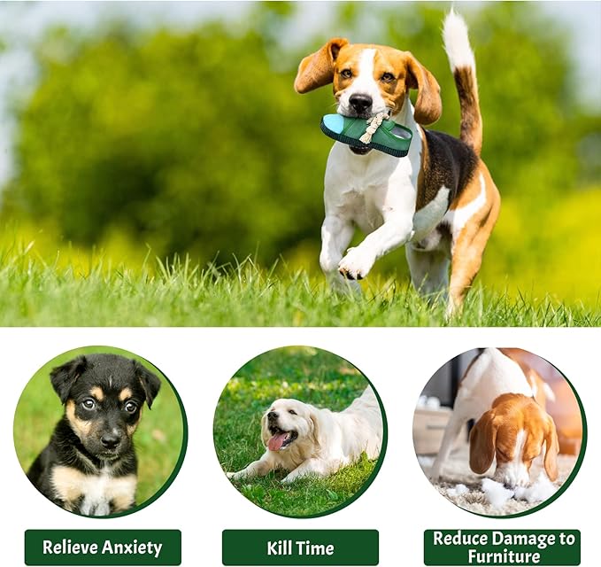 WishLotus Shoes-Shaped Dog Chew Toys - Tear-Resistant Plush Toys for Teeth Grinding & Relieve Boredom - Green