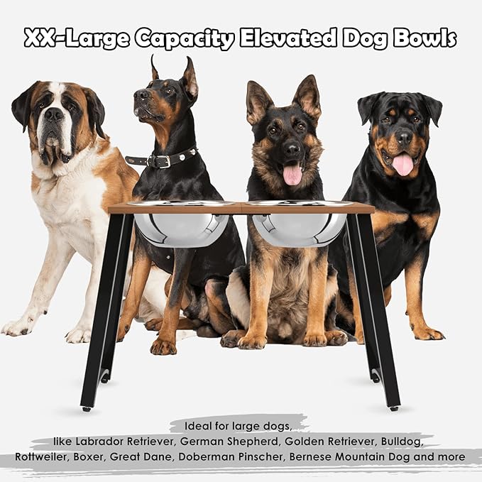Elevated Dog Bowls for Large Dogs, Extra Large Breed, with Spill Proof Mat, Two 3000ML(13CUPS) Food & Water Bowls, Stable Raised Bowl, 18.1" Tall Dog Bowl Stand for XX Large Dogs