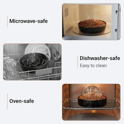 Petygooing 8.66 in Dog Bowl Ceramic Slow Feeder for Medium Large Dogs,Elevated/Raised Slow Feeding Dog Food Water Dish Heavy Weighted,Puzzle Eating Bowl Modern Maze (Black, 8.66in)
