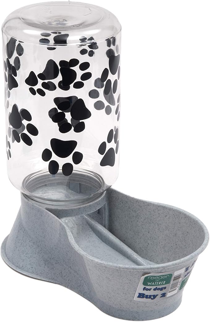 Lixit® Reversible Water or Dry Food Feeders for Dogs and Cats - Made in USA (Gray, 4 Quart)