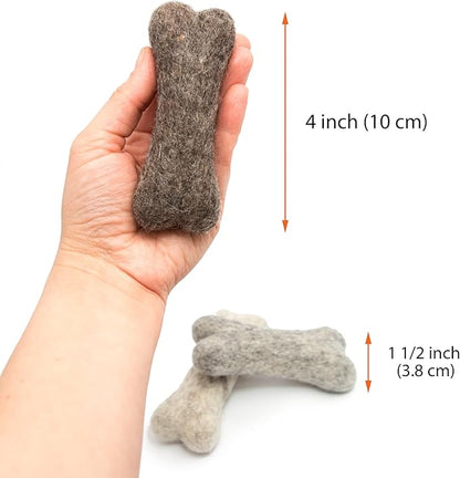 Glaciart One Felted Wool Dog Chew Bone Mini (3 Pcs)| Durable Dog Chew Toy, for Teething & Teeth Cleaning | Fetch Games & for Anxiety/Boredom | Great for Small Puppy