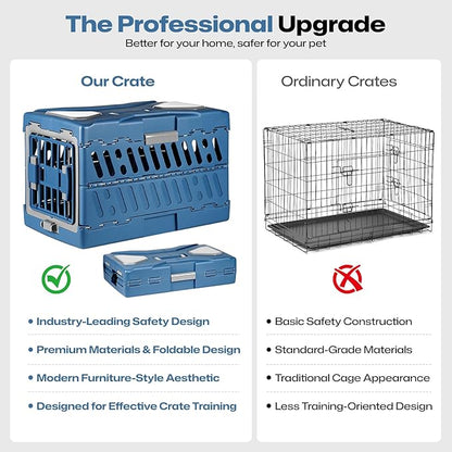 Collapsible Pet Carrier for Small Dogs & Cats - 3-Second Fold Portable Pet Travel Crate, Durable PP Material, Ventilated Design, Double-Sided Door, Foldable Pet Kennel for Car/Outdoor/Home
