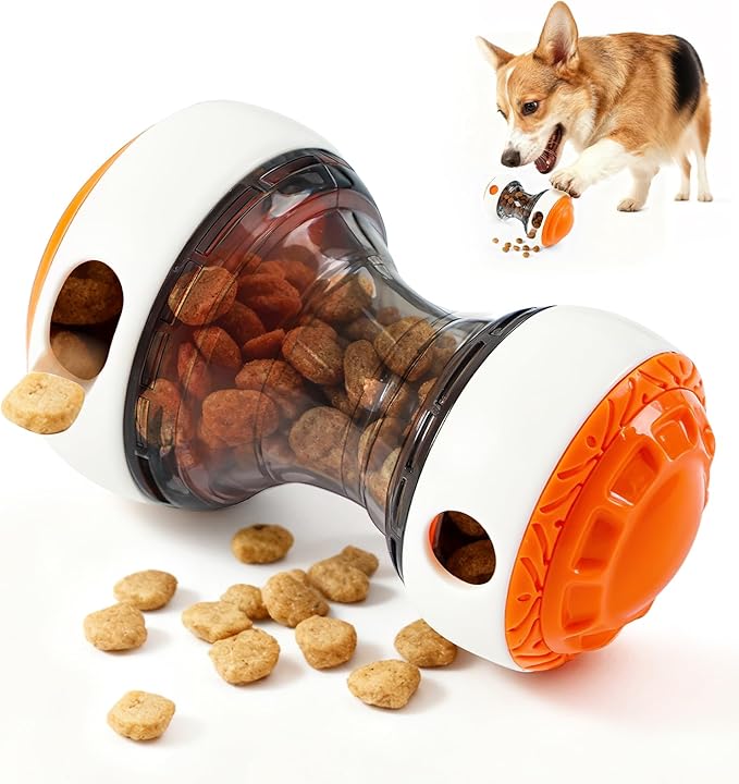 Dog Puzzle Toy - Adjustable Treat Dispensing Ball Food Dispenser Slow Feeder, Puppy Enrichment Training Toy, Pet Interactive Chase Toy for Small Medium Dogs to Keep Them Busy and Relieve Boredom