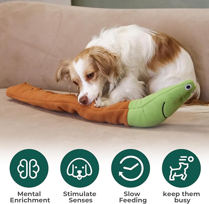 Snuffle Dogs Toys Plush Stuffed Puppy Toy with Squeaky Treat Hide for Large, Medium, Small Dogs and Puppies Slow Feeder, Machine Washable, Pet Supplies Toys for Dogs to Keep Them Busy Snail