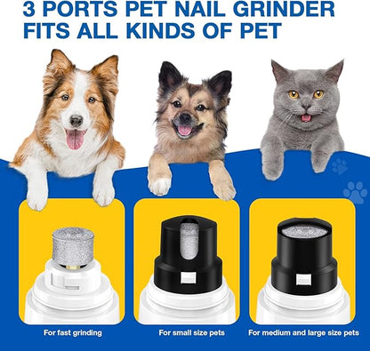 Bonve Pet Nail Grinder for Dogs - Upgraded Dog Nail Trimmers Super Quiet, 2 Speeds, Rechargeable, 2 Grinding Wheels for Small Large Dogs & Cats
