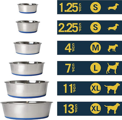 OurPet's DuraPet Premium Dishwasher Safe Stainless Steel Dog Bowl for Food or Water [Multiple Sizes for Small to Large Dogs] in Traditional or Wide Base Design - 2.25 Cup