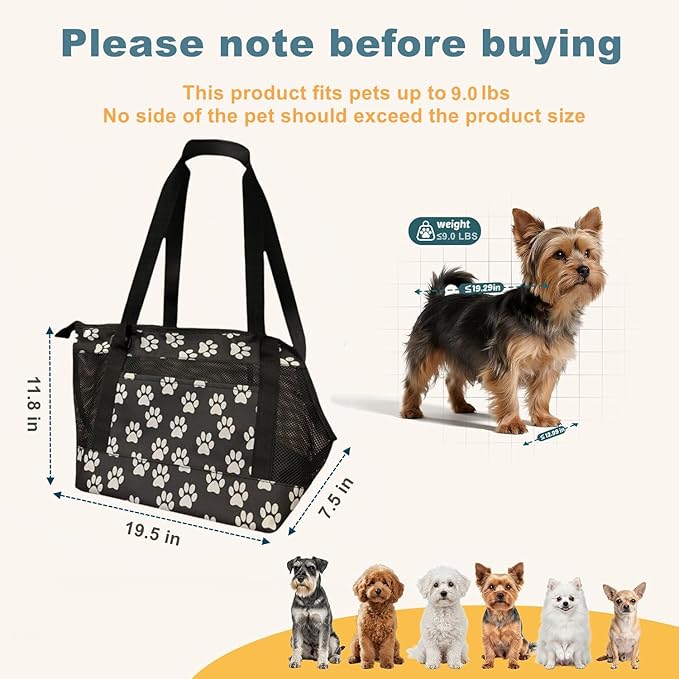 Dog Purse Carrier for Small Dogs with Pocket,Dog Carriers Soft Sided,Pet Carrier Purse for Puppy and Cats Up to16 lbs,Dogs and Puppies Tote Bag Carrier,Collapsible Travel Puppy Carrier