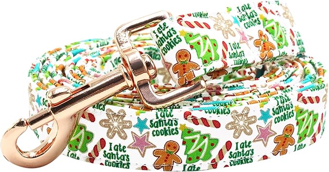 Dog Leash, Christmas Holiday Gingerbread Man Print Boy/Girl Durable Strong Dog Leashes Heavy Duty Comfortable Padded Pet Leash for Small Medium Large Dogs