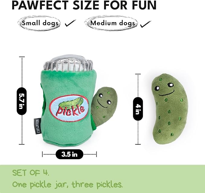 CHEWFFON Interactive Dog Toys Hide and Seek Snuffle Toys Puppy Enrichment Toy Crinkle Squeaky Dog Toy for Boredom and Stimulating Plush Pet Puzzle Dolls for Small Medium Dogs (Pickle)