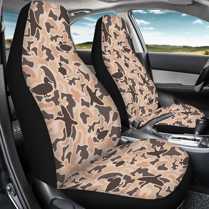Duck Hunting Car Seat Covers Waterproof Breathable Front Seat Cover Set of 2, Easy to Install Vehicle Front Seats Interior Protector Suitable for Most Car Auto SUV Sedan Truck