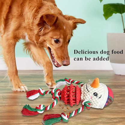 Dog Christmas Toys for Small Medium Large Dogs, Squeaky Plush Dog Toys + Interactive Dog Toys + Dog Rope Toys Multi Function Cute Snowman Puppy Toys for Christmas
