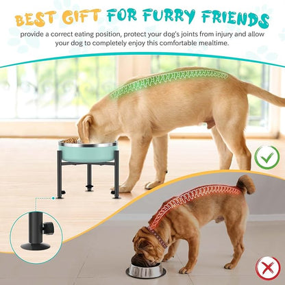 Adjustable Dog Bowls Elevated Stand, 4 Heights, Wide 6-10", Oppro Metal Raised Tall Single Dog Food Bowl Holder, Upgrade Lifted Water Feeder with Tray for Medium Large Small Breed, H: 8”/10”/12”/13.8”