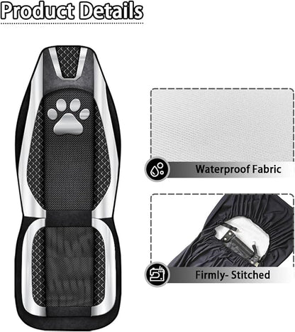 Paw Print Waterproof Car Seat Cover Front Seats Only Anti-Slip Back Fabric Automobile Front Seat Covers Checkered Stripe Print Car Accessory Universal Fit for Truck SUV Van Sedan
