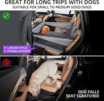 TKYZ Medium Dog Car Seat,Back Seat Extender for Dogs,Waterproof Large Dog Seat Cover for Backseat, Pet Bed for Car Hammock(Grey-s)