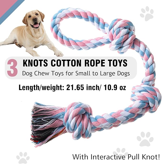 Indestructible Dog Toys - Tough Puppy Chew Toys for Aggressive Chewers, Dental Cleaning Tug of War Toy, Great for Small to Large Breeds