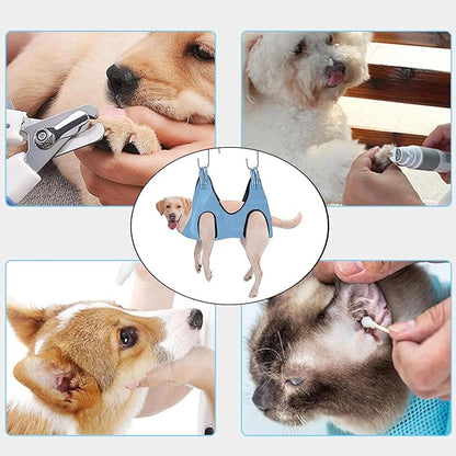 Pet Cat Grooming Hammock Restraint Towel Bag Bathing Bag Harness Breathable Dog for Trimming Puppy Small Medium Dogs Claw Care, Light Blue, S
