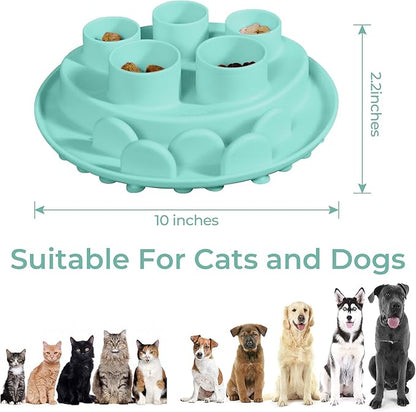 Puzzle Feeder Slow Feeder, Interactive Cat Puzzle Toy for Mental Stimulation, Silicone Cat Enrichment Toys, Reduces Boredom and Trains Intelligence, Green